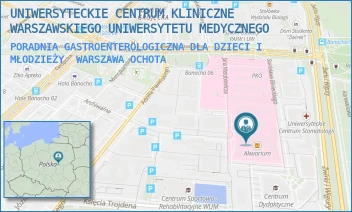 PORADNIA GASTROENTEROLOGICZNA DLA DZIECI I MŁODZIEŻY - UNIWERSYTECKIE CENTRUM KLINICZNE WARSZAWSKIEGO UNIWERSYTETU MEDYCZNEGO - ŻWIRKI I WIGURY 63A,  WARSZAWA OCHOTA